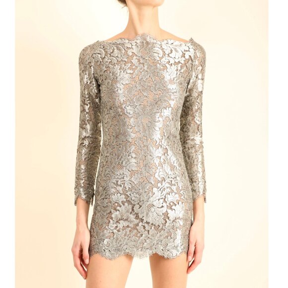 VTG Calvin Klein x Bergdorf Goodman FW 1991 Iconic Silver Metallic Mini Dress 4 - Picture 14 of 14